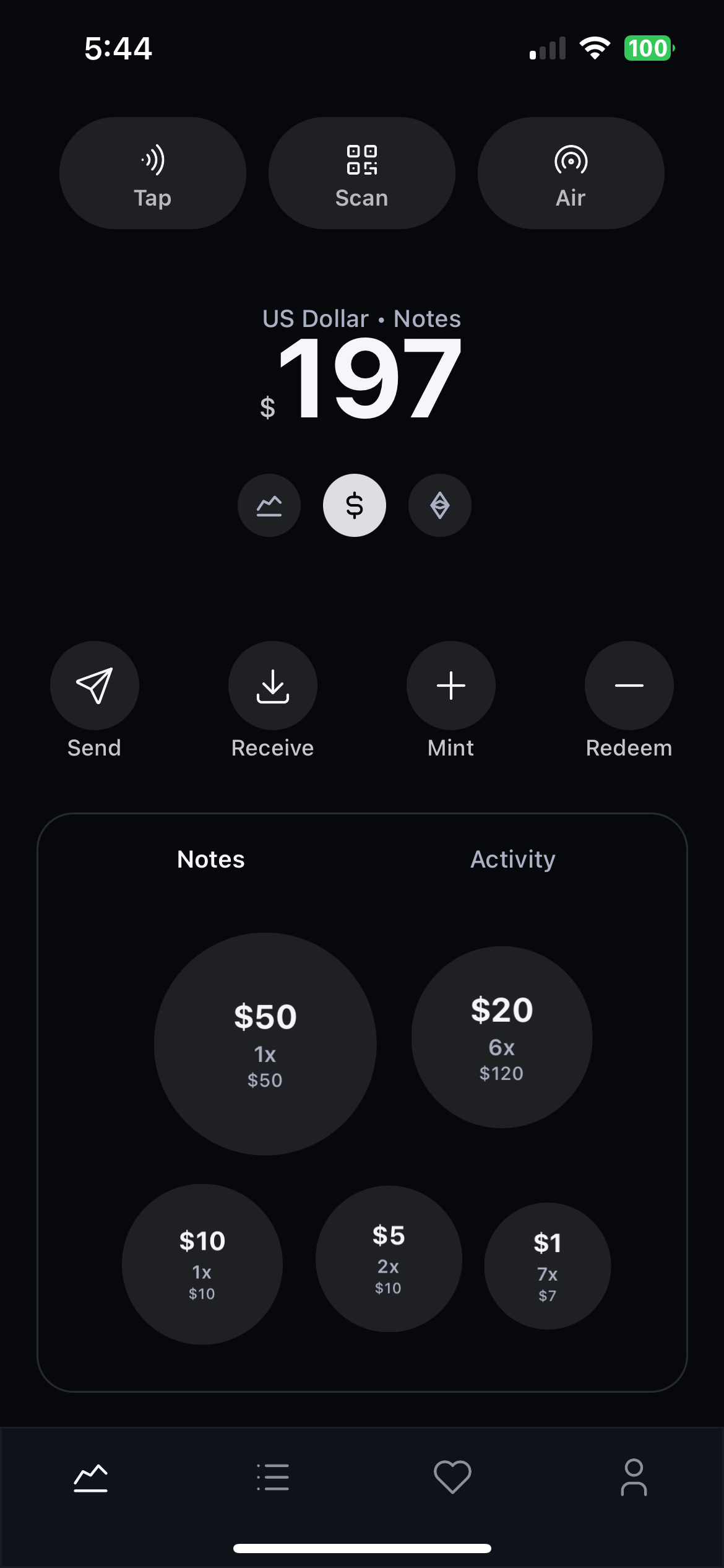 ÆSI wallet dark mode preview