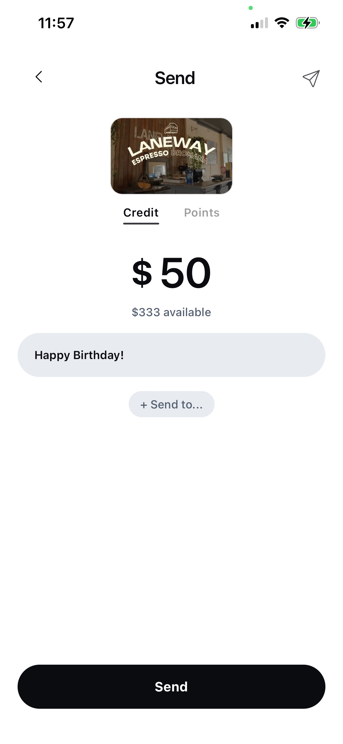 Sending store credit to a friend